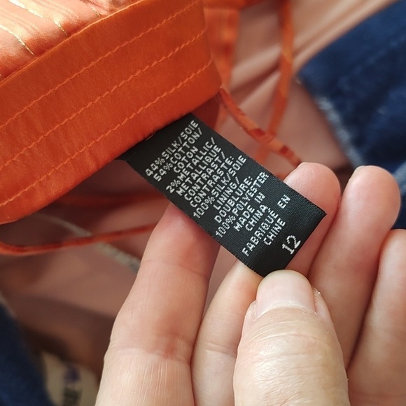 Laundry by Shelli Segal Orange Sleeveless Empire  Pleated Midi Dress Size 12 - Picture 8 of 8